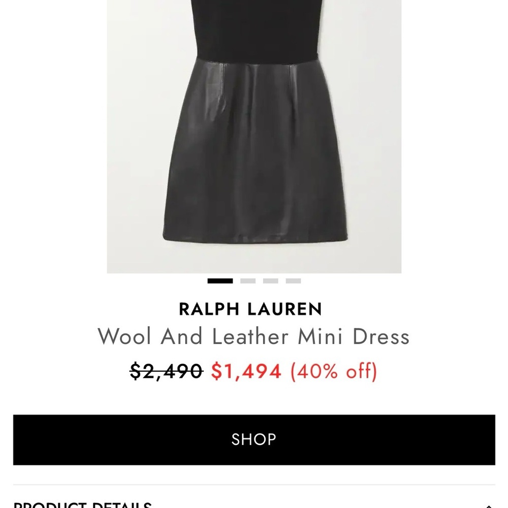 Ralph Lauren Black Wool and Leather Mini Dress